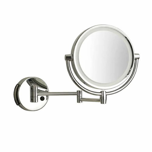 MÖVE Stainless steel wall-mounted magnifying makeup mirror with light silver - Makeup Mirror - Main image