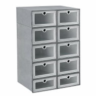 APT DA603 Organizér na boty s průhlednými dvířky 32 × 21 × 12 cm, sada 10 ks, šedý - Shoe Rack