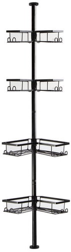 APT DA740 Telescopic corner shelf, 4 tiers, black Main image APT DA740 Telescopic corner shelf, 4 tiers, black - Bathroom Shelf - Main image
