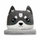 DA524A Plush cushion with 160×100cm blanket, dog, grey/white