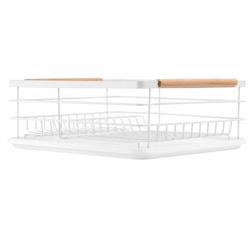 APT DA578B dish drainer with wooden handles 43×32×14cm, white - Draining Board - Main image