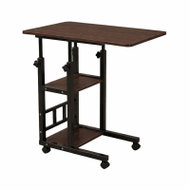 APT SL17 Pojízdný stolek na notebook s policemi 80 × 40 cm, tmavé dřevo - Laptop Table