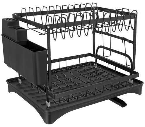 Zortiva 28378 dish drainer, two-tier 42×30×31.5cm, black Main image Zortiva 28378 dish drainer, two-tier 42×30×31.5cm, black - Draining Board - Main image