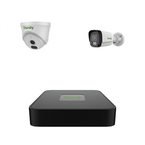 Tiandy complete surveillance kit, 2× 2MP cameras + NVR Main image Tiandy complete surveillance kit, 2× 2MP cameras + NVR - Camera System - Main image