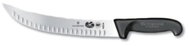 Victorinox Cimitar Knife, Fibrox, 25cm, Plain Edge, with Granton Edge, Black - Kitchen Knife
