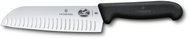 Victorinox Santoku Knife, Fibrox, 17cm, Smooth Edge, with Granton Edge, Black - Kitchen Knife