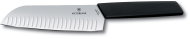 Victorinox Santoku Knife, Swiss Modern, 17cm, Plain Edge, with Flutes, Black, Blister Pack - Kitchen Knife