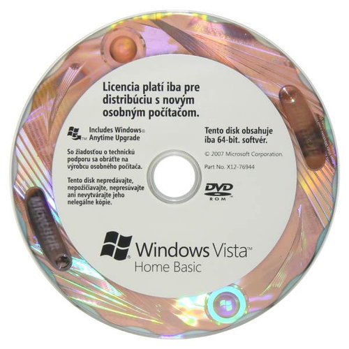 OEM Microsoft Windows Vista Home Basic 64-bit Edition SK (slovenská, Slovak), DVD, SP1 - Operating System - Main image