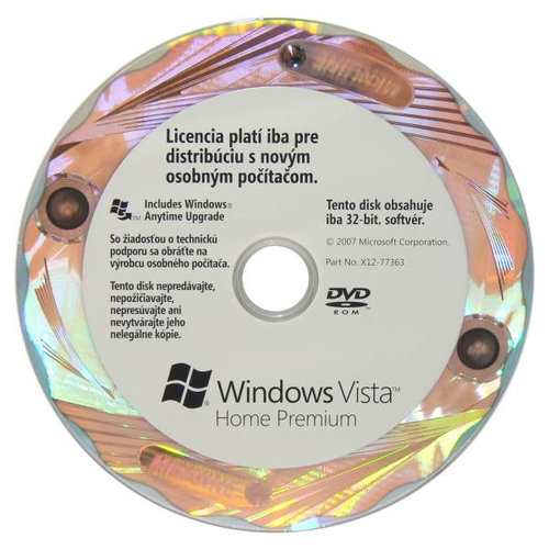 OEM Microsoft Windows Vista Home Premium 32-bit Edition SK (slovenská, Slovak), DVD, SP1 Hlavný obrázok OEM Microsoft Windows Vista Home Premium 32-bit Edition SK (slovenská, Slovak), DVD, SP1 - Operačný systém - Hlavný obrázok