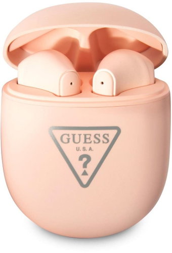 Guess True Wireless Triangle Logo BT5.0 4H Stereo Earphones Matt Pink - Wireless Headphones - Main image