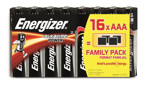  Energizer Alkaline Batteries Size Aaa 1.5 V Pack / 16