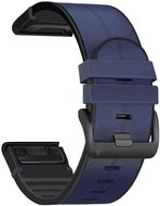 X-Site silikon/kožený pro Garmin QuickFit 26mm, modrý - Watch Strap