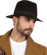 WITLEATHER Men's hat Fedora dark brown - Wide-Brimmed Hat