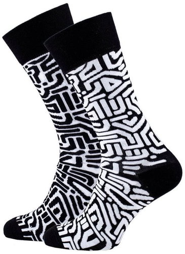 Cheerful patterned socks Black Maze - Socks - Main image