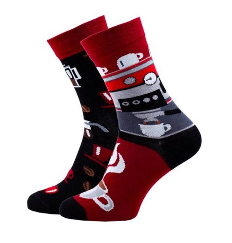 Cheerful colourful patterned socks Dark Espresso - Socks - Main image