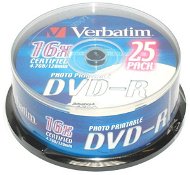 DVD-R médium Verbatim Printable 4,7GB 16x speed, balení 25ks cakebox - -