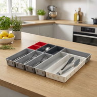JOSEPH JOSEPH Duo Blox 10 851676 Variabilní organizér do zásuvky šedý/červený - Příborník do zásuvky
