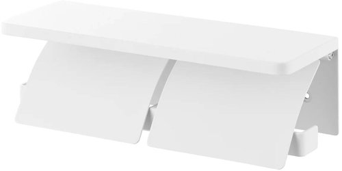 YAMAZAKI Double Wall Mounted Toilet Paper Holder Tower 1299, White - Toilet Paper Holder - Main image