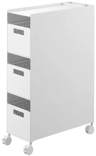 Yamazaki Tower 10015 Multifunctional trolley with baskets, white - Cart - Main image