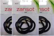 Zansot 3× elastické gumičky do vlasů, 4 ks, černé  - Gumičky do vlasů