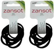Zansot 2× elastické gumičky do vlasů, jemná tkanina, 6 ks, černé - Gumičky do vlasů
