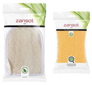 Zansot Bath Glove with Egyptian loofah + Soft sponge yellow - Sponge