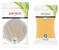 Zansot Round bath glove with Egyptian loofah + Soft sponge yellow - Sponge