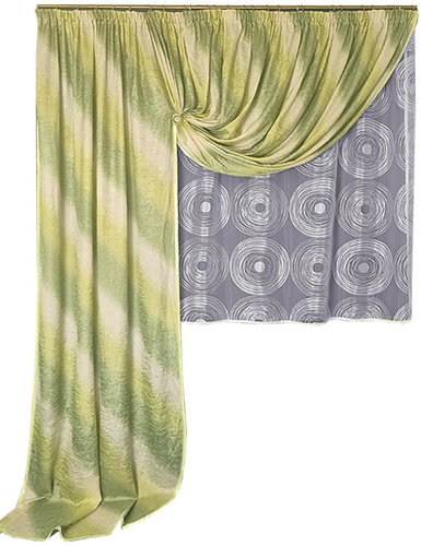 4sleep Set finished curtain + curtain 150 × 160cm - green/white - Drape - Main image