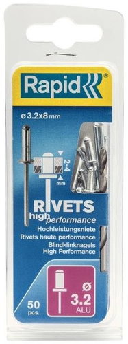 Rivets High Performance, 4,8 x 20 mm, ALU, 50 pcs, blister, RAPID - Rivet - Main image