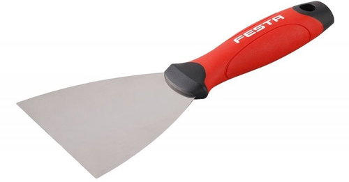 Stainless steel spatula, 80 mm, rubber handle, FESTA - Putty Knife - Main image