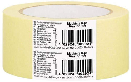 Masking tape, removable within 24 h, 50 m x 18 mm, yellow - Masking Tape - Main image