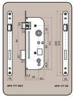 Zámek stavební 6090/45 K, levý - Mortise Lock