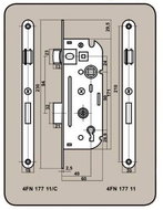 Zámek stavební 6090/40 K, pravý - Mortise Lock