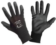 Rukavice pracovní PU BLACK, velikost 7, černé, LAHTI PRO - Pracovní rukavice