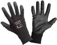 Rukavice pracovní PU BLACK, velikost 9, černé, LAHTI PRO - Pracovní rukavice