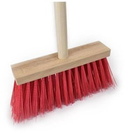 Koště chodníkové, 250 x 60 mm, s násadou 120 cm, vlas 10 cm, červené - Broom