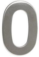 Number "0", 50 mm, self-adhesive, stainless steel - Building Number