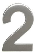 Number "2", 50 mm, self-adhesive, stainless steel - Building Number