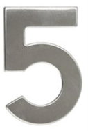 Number "5", 50 mm, self-adhesive, stainless steel - Building Number
