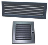 Closable Fireplace Grate with Frame and Mesh LKM, 170 x 490mm, Graphite Lacquer 0723 - Ventilation Grille