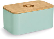 ZELLER Metal bread bin with bamboo lid, mint, 30 × 18 × 14 cm - Breadbox