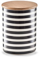 Zeller Ceramic jar with stripes 900 ml, 11,5 × 15 cm, black and white - Storage Jar