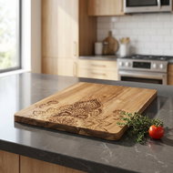 ZELLER Cutting board rectangular, Acacia blossom motif 40 × 29 × 1,5 cm - Cutting Board