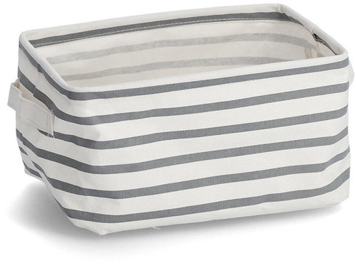 ZELLER Canvas storage box grey stripes 28 × 21 × 16 cm, grey stripes - Storage Box - Main image