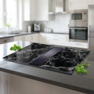 ZELLER Glass cutting board 30 × 52 cm black 2 pcs marble - Cutting Board