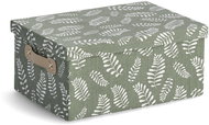 ZELLER Storage box with lid motif Leaves, cotton, polyester 36 × 26 × 16,5 cm - Storage Box