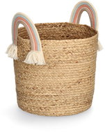 ZELLER Storage box round rainbow cotton and sea grass 35 × 34 cm - Storage Box