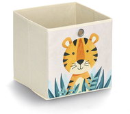 Zeller Children's storage box textile, beige, tiger motif 28 × 28 × 28 cm - Storage Box