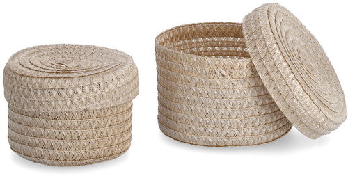 ZELLER Cupcake set with lid beige, 16 × 10 cm and 17 × 12 cm - Storage Basket - Main image