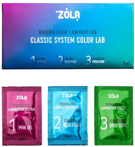 ZOLA Classic System Color Lab súprava na lamináciu mihalníc a obočia vo vrecúškach, 3× 1 ml - Sérum na mihalnice - Hlavný obrázok